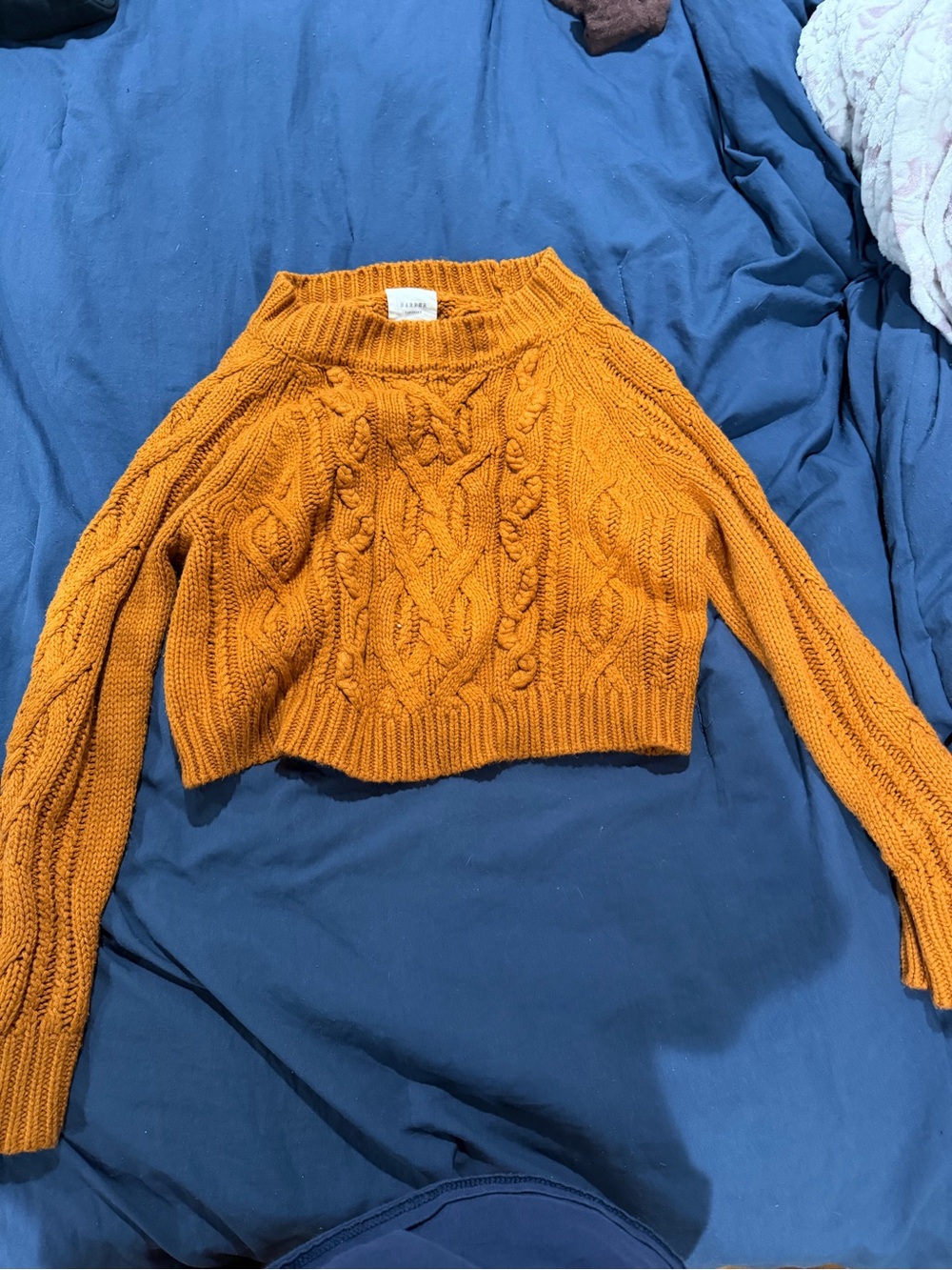 Harper Cropped Cable Knit Sweater - Mustard Gold